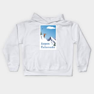 Aspen,Colorado,Rocky Mountain, Ski Poster Kids Hoodie